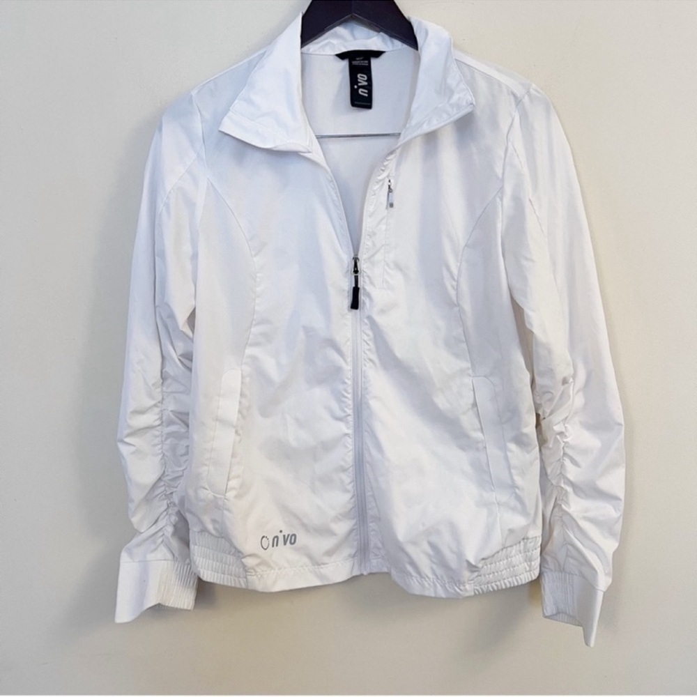 Nvo Full Zip Waterproof White Jacket Pockets Lightweight Women’s Size Small